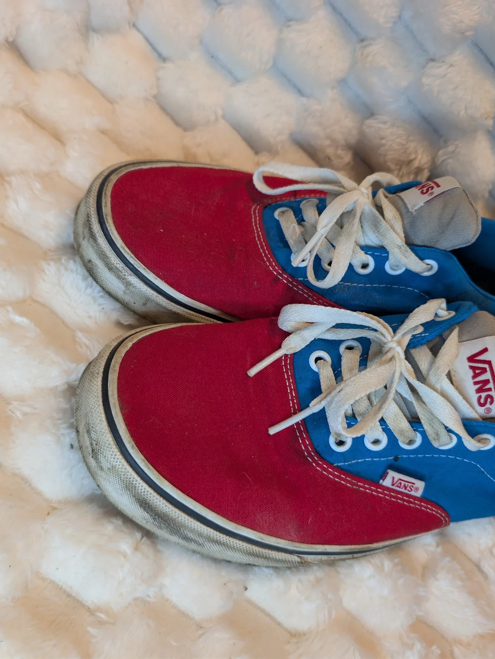 Vans Era Red Blue Colorblock Canvas Low Top Skate Shoes Men's Size 10